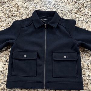 Banana Republic Black Pea Coat with Zip Closure